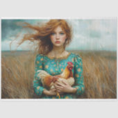 Prairie Girl mit Hühnerdekoupage Seidenpapier (Vorderseite)