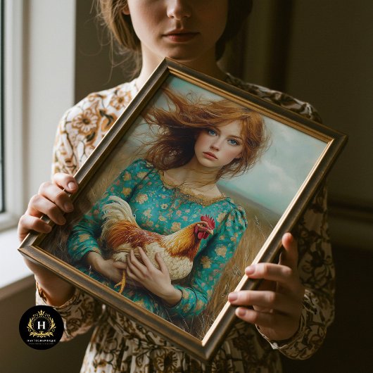 Prairie Girl mit Hühnerdekoupage Seidenpapier