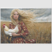 Prairie Girl mit White Rooster Decoupage Seidenpapier (Vorderseite)