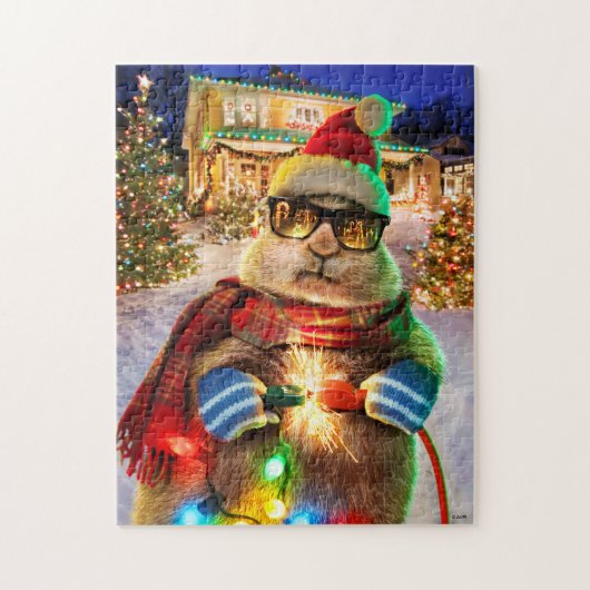 Prairie Hund mit Weihnachtslicht Puzzle (Vertikal)