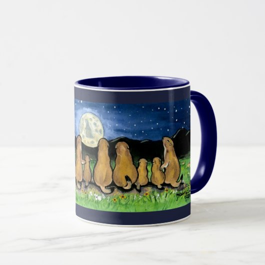Prairie Hunde beobachten Moon Dark Blue Design Tas Tasse (VorderseiteRechts)