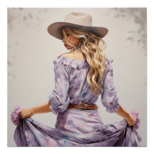 Prairie Lilac: Cowgirl Wall Art Poster