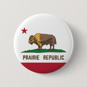 Prairie Republic Bison Flag Große Ebenen Button