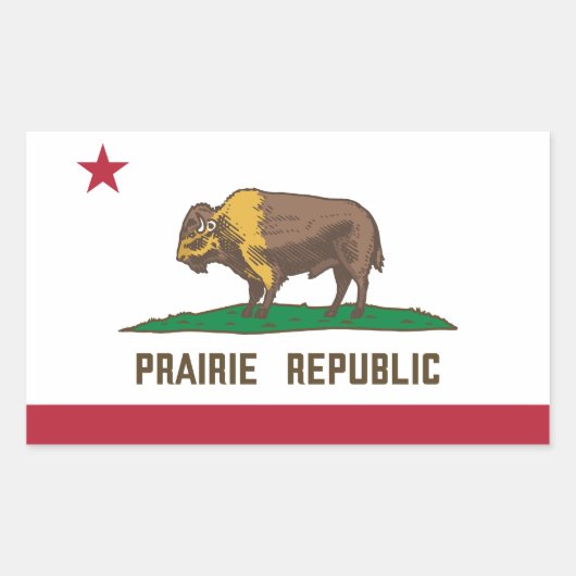 Prairie Republic Bison Flag Große Ebenen Rechteckiger Aufkleber (Vorderseite)