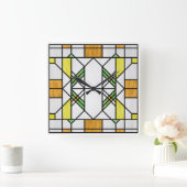 Prairie School Style Interpretation Nr. 2 Quadratische Wanduhr (Zuhause)