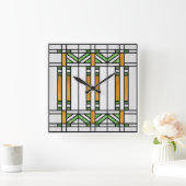 Prairie School Style Interpretation Nr. 4 Quadratische Wanduhr (Zuhause)