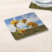 Prairie Sunset square paper coaster Rechteckiger Pappuntersetzer (angewinkelt)