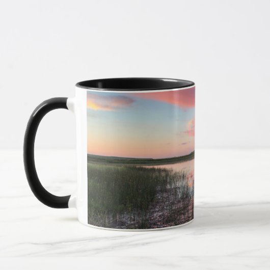 Prairie-Teich spiegelt brillante Sonnenaufgangswol Tasse (Links)