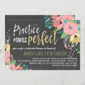 Praktik macht perfekte Chalkboard Probe Dinner Einladung (Vorne/Hinten)