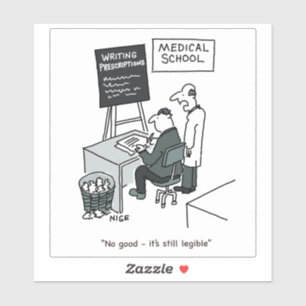 Praktikant Doktor am Cartoon der Medizinischen Sch Aufkleber