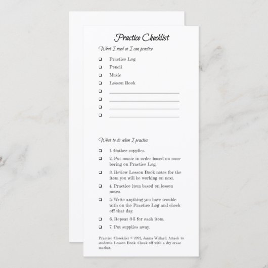 Praktische Checklisten Dankeskarte (Vorne/Hinten)