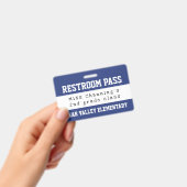 Praktischer Blue White School Restroom Pass Ausweis (Handheld)