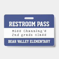 Praktischer Blue White School Restroom Pass