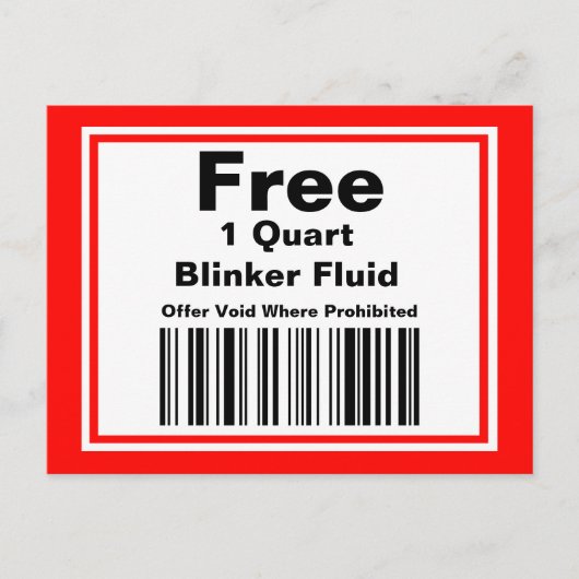 Praktischer Joke Blinker Fluid Coupon Postkarte (Vorderseite)