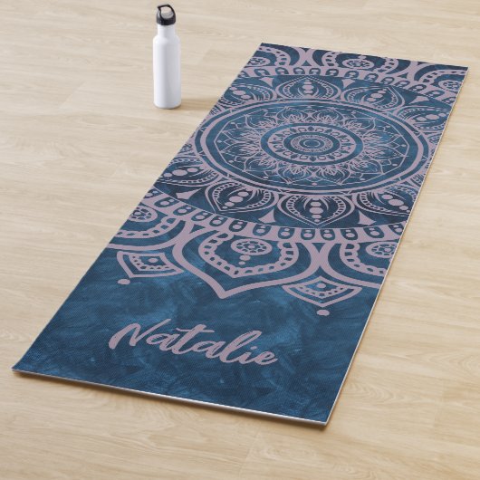 Praktisches Mongramm Mandala blau schönes Yoga Yogamatte (Beispiel)