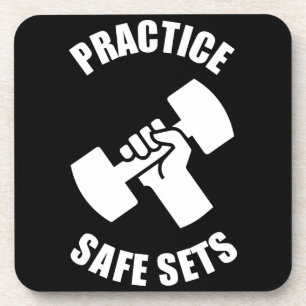 Praktizieren Sie sichere Sets - Fitnessraum-Spaß Getränkeuntersetzer