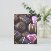 Pralinen mit rosa Folie Postkarte (Stehend Vorderseite)