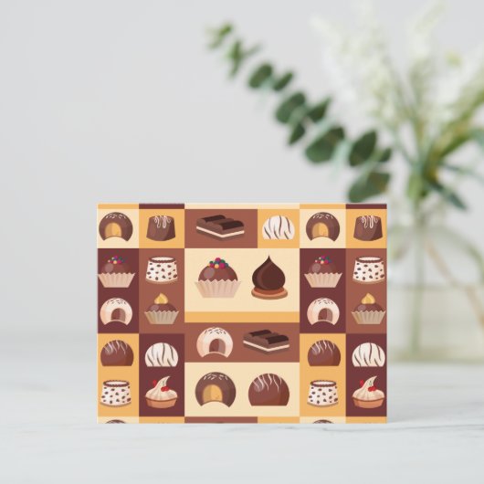 Pralinen, Schokolade, köstlich mit Kakaogeschmack Postkarte (Stehend Vorderseite)
