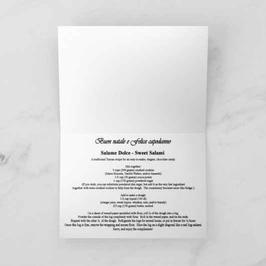 Pralinenbuon Feiertagskarte (Innenseite)