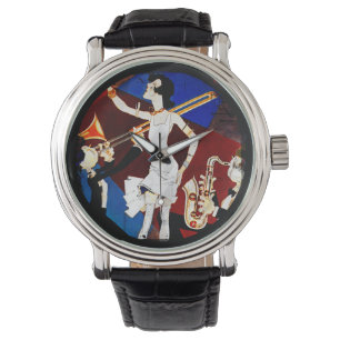 Prallplatte und eine Jazz-Band Armbanduhr