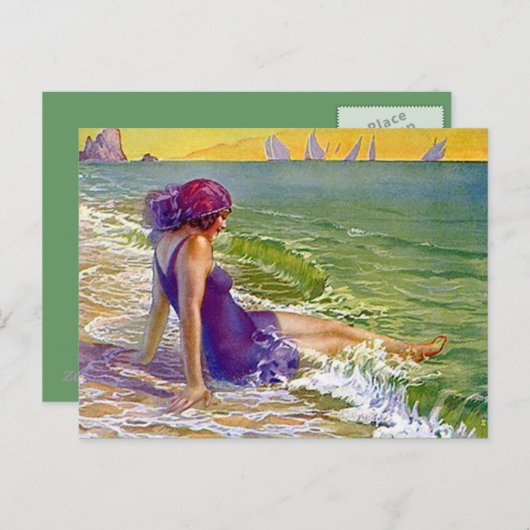 Prallplatten-Mädchen am Postkarte (Vorne/Hinten)