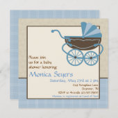 Pram Babydusche Einladung (Vorne/Hinten)