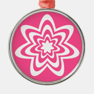 Prämie für Blumenexplosion Runde Ornamente, rosa Ornament Aus Metall