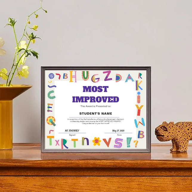 Prämie für die am besten anpassbare Leistung (Customizable Most Improved Achievement Class Award)