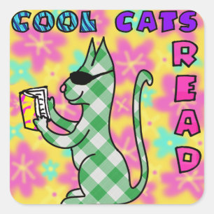 Prämienaufkleber für coole Katzen Quadratischer Aufkleber