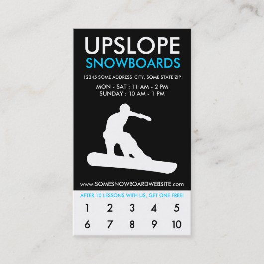 Prämienprogramm für Snowboardstunden Treuekarte (Vorderseite)