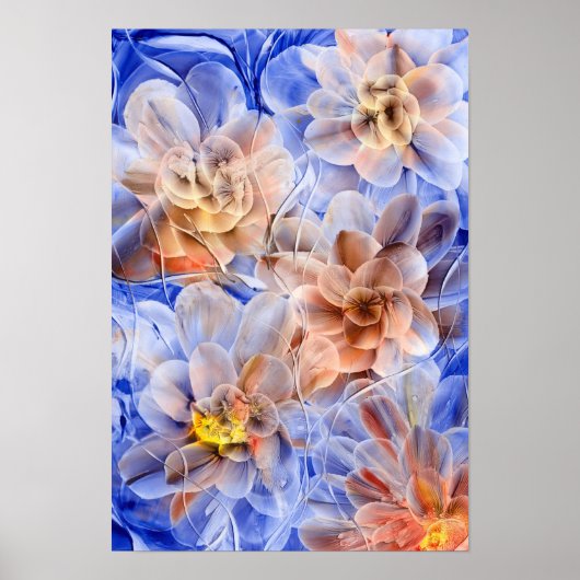 Prämierte handgemalte abstrakte Blumen Poster (Vorne)