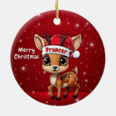 Prancer Baby Deer, Fawn, Doe, Reindeer🦌 🎄 Keramik Ornament (Hinten)