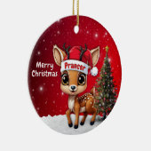 Prancer Baby Deer, Fawn, Doe, Reindeer🦌 🎄 Keramik Ornament (Rechts)