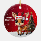 Prancer Baby Deer, Fawn, Doe, Reindeer🦌 🎄 Keramik Ornament (Hinten)