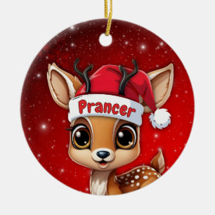 Prancer Baby Reh, Hirschkalb, Reh, Rentier🦌 🎄 Keramik Ornament