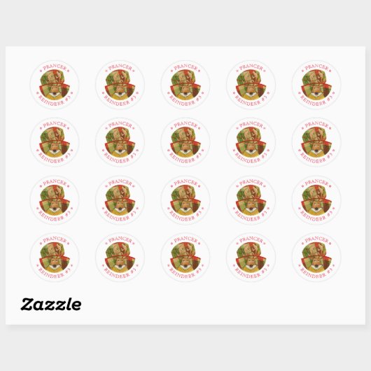 PRANCER REINDEE Kleine Round Stickers (Blatt)
