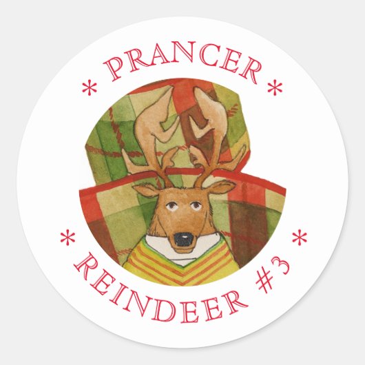 PRANCER REINDEE Kleine Round Stickers (Vorderseite)
