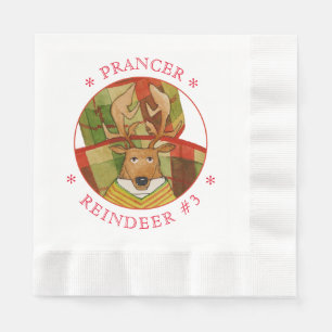 PRANCER REINDEER geprägtes Mittagsmagazin Napkins Serviette