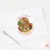 PRANCER REINDEER Große Round Stickers (Umschlag)