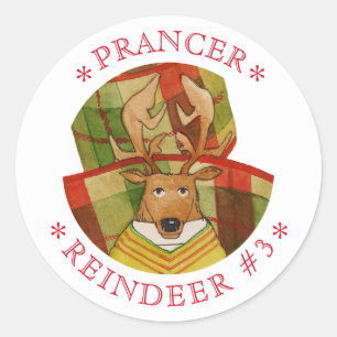 PRANCER REINDEER Große Round Stickers