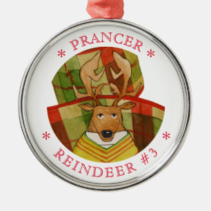 PRANCER REINDEER Premium RUNDFUNK Ornament Aus Metall