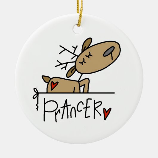 Prancer Rentier Weihnachtsgeschenke und T - Shirt Keramik Ornament (Vorne)