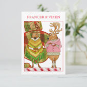 PRANCER VIXEN 3.5x5 Weihnachtskarte Karte (Stehend Vorderseite)