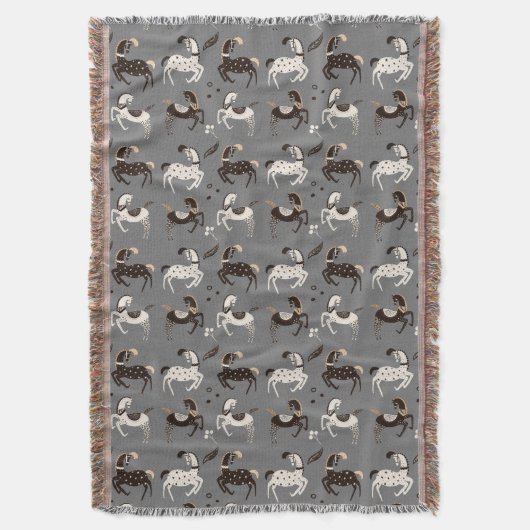 Prancing Folklorekunst Zirkus Pferdemuster Decke (Vorderseite Vertikal)