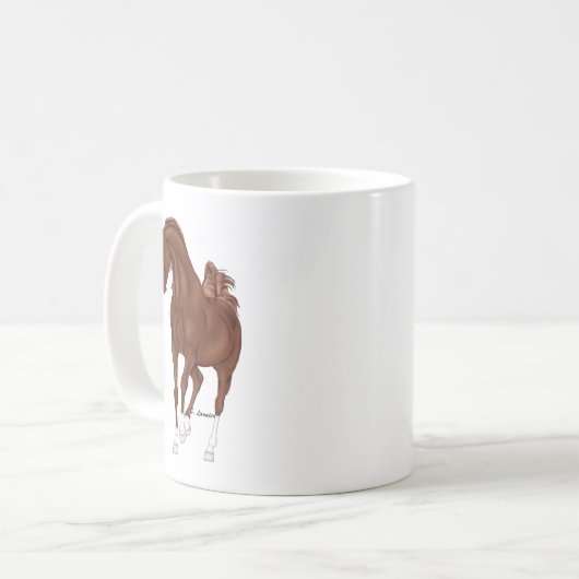 Prancing Kastanie Arabian Pferd Kaffeetasse (Vorderseite Links)