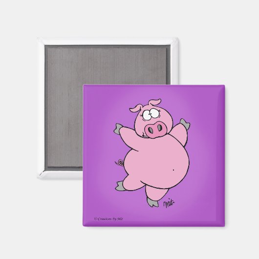 Prancing Pig Magnet (Vorderseite/Rückseite)