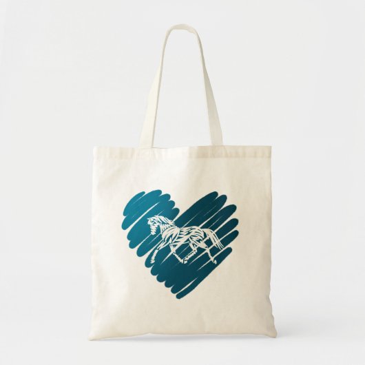 Prancing Pony Blue Heart Scribble Design Tragetasche (Vorne)