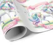 Prancing Unicorn personalisieren Mädchenname Gebur Geschenkpapier (Rolleneckpunkt)