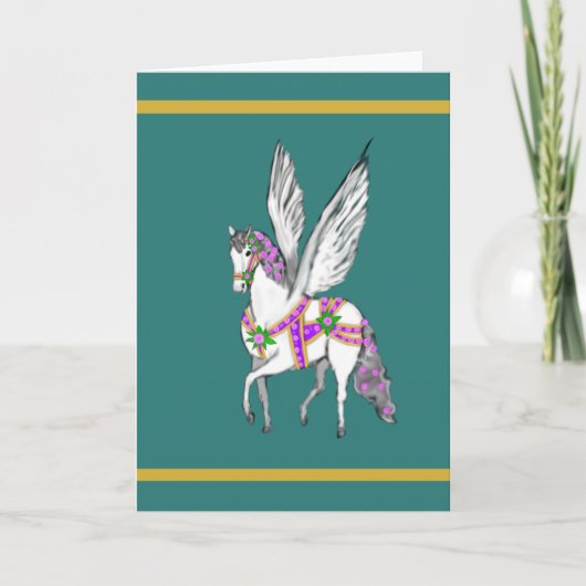 Prancing Vintage Carousel Pegasus Horse Card Karte (Vorderseite)