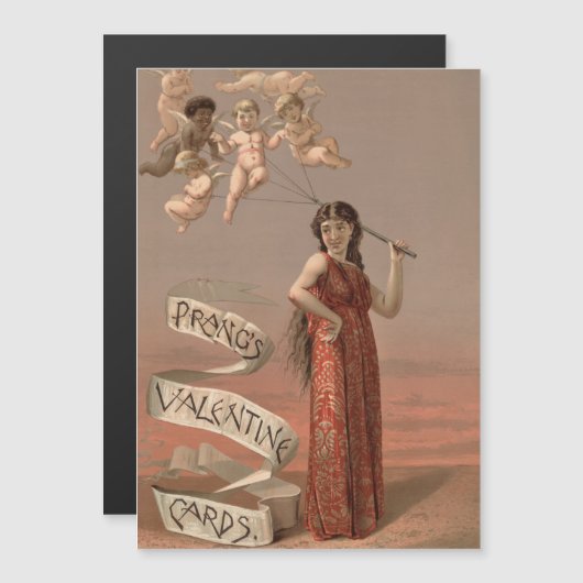 Prang's Valentine Cards AD, Woman & Cherubs Magnetkarte (Vorne/Hinten)